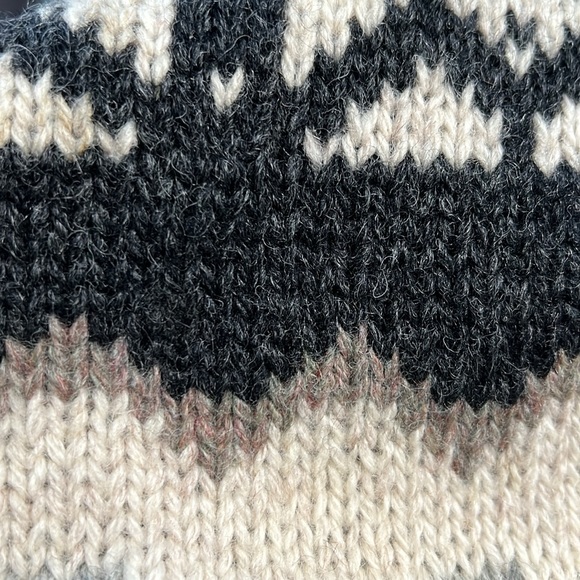 Vintage Nordic Fair Isle Ski Sweater Knit 100% Wool Slouchy Oversized Grandpa - Picture 6 of 7